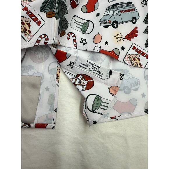 Project Good Apparel Christmas Printed Button Down Shirt Short Sleeve Mens M NWT - Picture 11 of 12